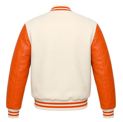 Cream and Orange Varsity Jacket
