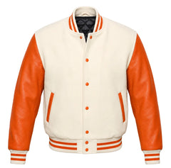 Cream and Orange Varsity Jacket