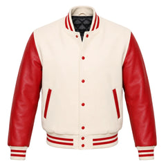 Cream and Red Letterman Jacket