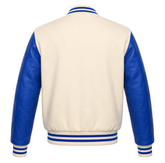 Cream and Royal Blue Varsity Jacket