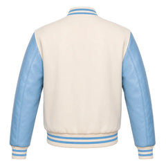 Cream and Sky Blue Varsity Jacket