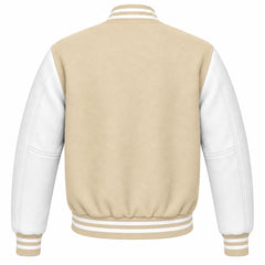 Cream and White Wool Varsity Jacket