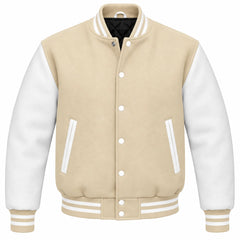 Cream and White Wool Varsity Jacket