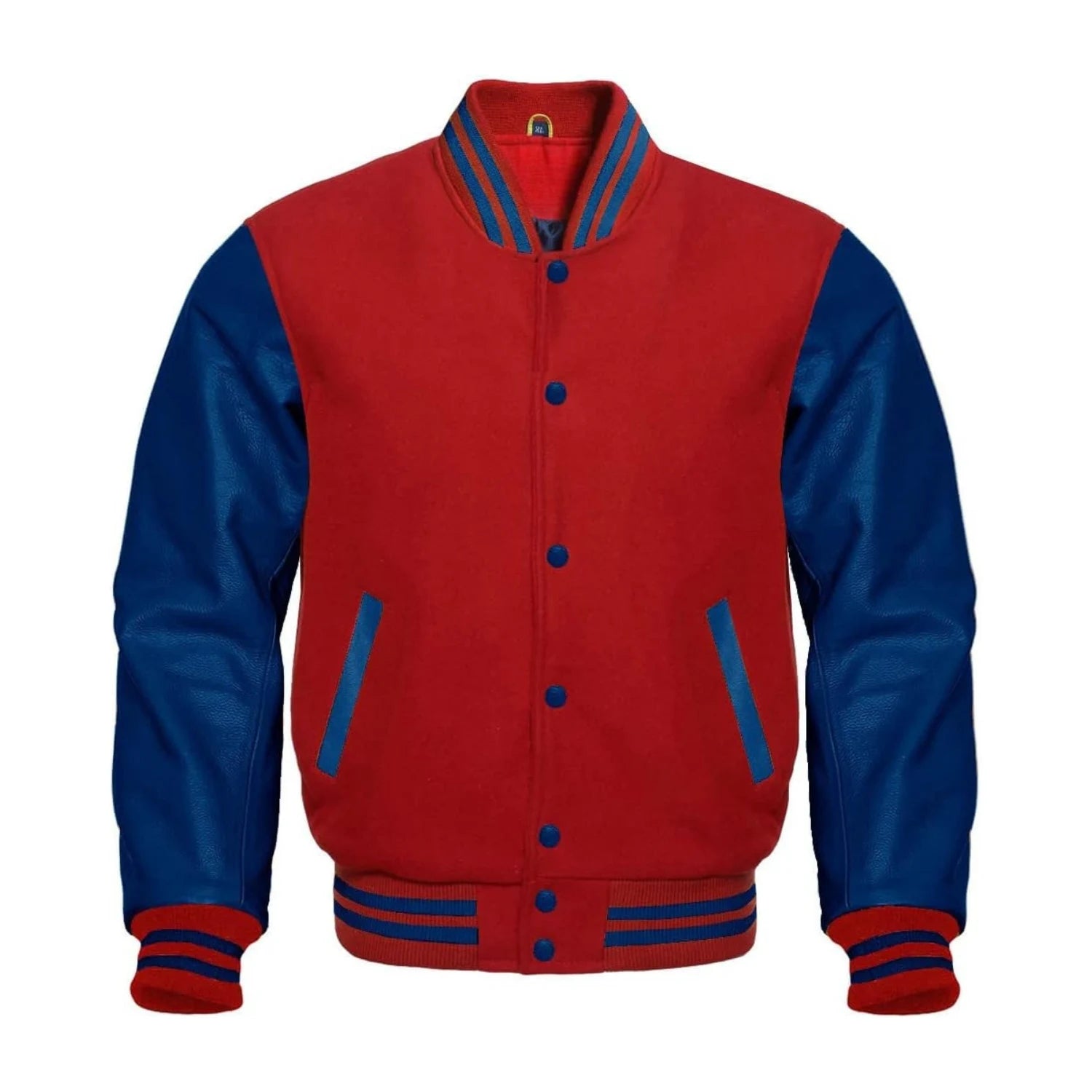 Crimson Wool and Navy Leather Varsity Jacket