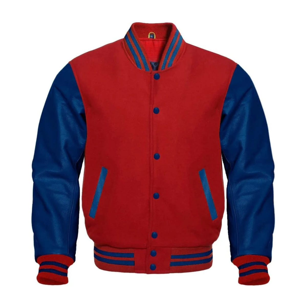Crimson Wool and Navy Leather Varsity Jacket