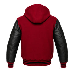 Crimson and Black Hooded Varsity Jacket