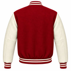 Crimson and Cream Wool Varsity Jacket