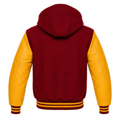 Crimson and Gold Varsity Jacket with Hood