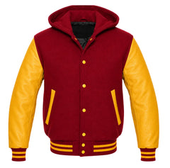 Crimson and Gold Varsity Jacket with Hood