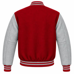 Crimson and Grey Wool Varsity Jacket