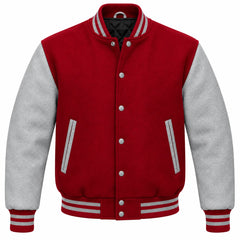 Crimson and Grey Wool Varsity Jacket