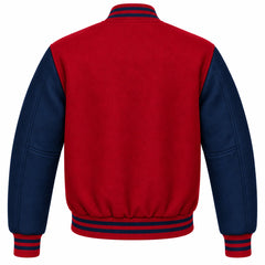 Crimson and Navy Blue Wool Varsity Jacket