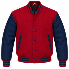 Crimson and Navy Blue Wool Varsity Jacket