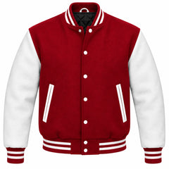 Crimson and White Wool Varsity Jacket