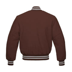 Dark Brown Wool Varsity Jacket Back Side