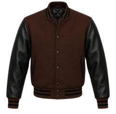 Dark Brown and Black Letterman Jacket