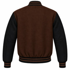 Dark Brown and Black Wool Varsity Jacket