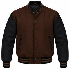 Dark Brown and Black Wool Varsity Jacket