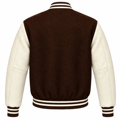 Dark Brown and Cream Wool Varsity Jacket