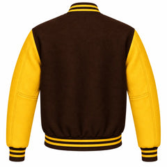 Dark Brown and Gold Wool Letterman Jacket