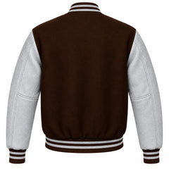 Dark Brown and Grey Wool Letterman Jacket