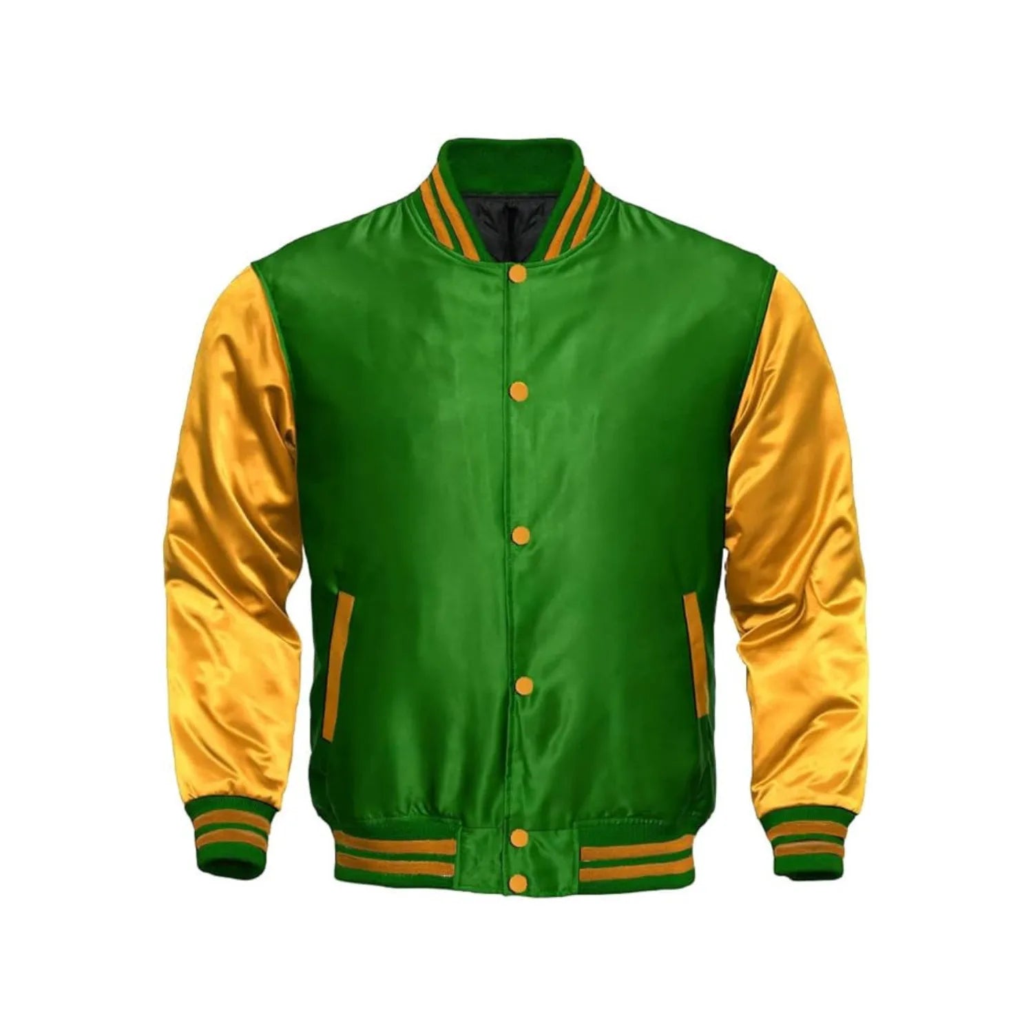 Dark Green and Yellow Satin Jacket