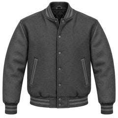 Dark Grey Wool Varsity Jacket
