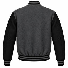 Dark Grey and Black Wool Letterman Jacket