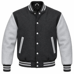 Dark Grey and Grey Wool Varsity Jacket