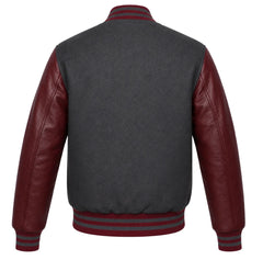 Dark Grey and Maroon Varsity Jacket