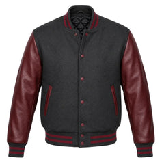 Dark Grey and Maroon Varsity Jacket