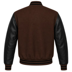 Dark Brown and Black Letterman Jacket