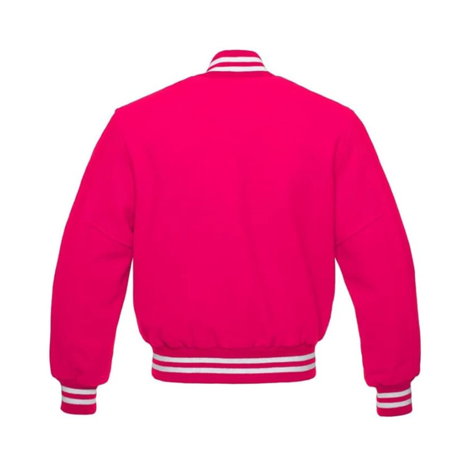 Deep Pink Wool Varsity Jacket Back Side