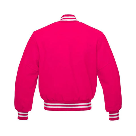 Deep Pink Wool Varsity Jacket Back Side