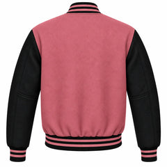 Dusty Rose and Black Wool Varsity Jacket
