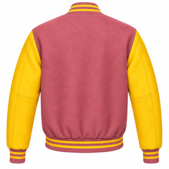 Dusty Rose and Gold Wool Varsity Jacket