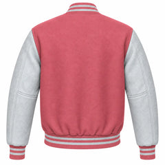 Dusty Rose and Grey Wool Varsity Jacket