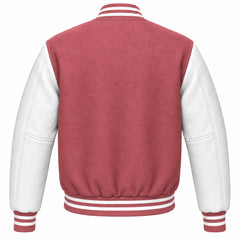 Dusty Rose and White Wool Varsity Jacket