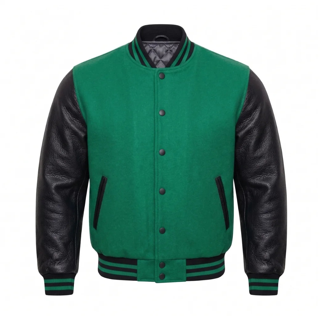 Emerald Green and Black Varsity Jacket