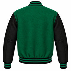 Emerald Green and Black Wool Varsity Jacket