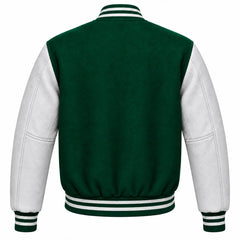 Emerald Green and Grey Wool Letterman Jacket