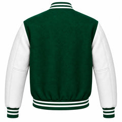 Emerald Green and White Wool Letterman Jacket