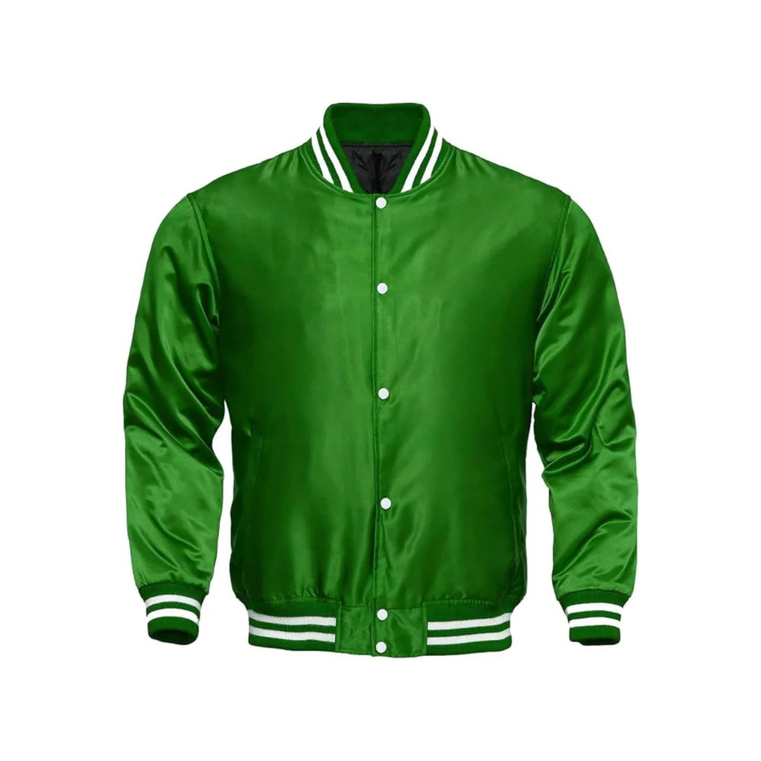 Forest Green Satin Varsity Jacket