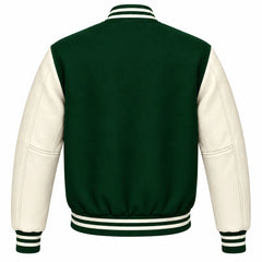 Forest Green and Cream Wool Letterman Jacket
