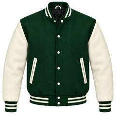 Forest Green and Cream Wool Letterman Jacket