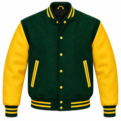 Forest Green and Gold Wool Letterman Jacket