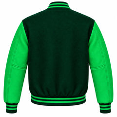 Forest Green and Green Wool Letterman Jacket
