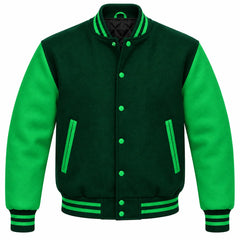 Forest Green and Green Wool Letterman Jacket