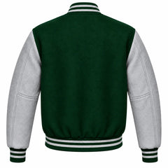 Forest Green and Grey Wool Varsity Jacket