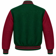 Forest Green and Maroon Wool Letterman Jacket